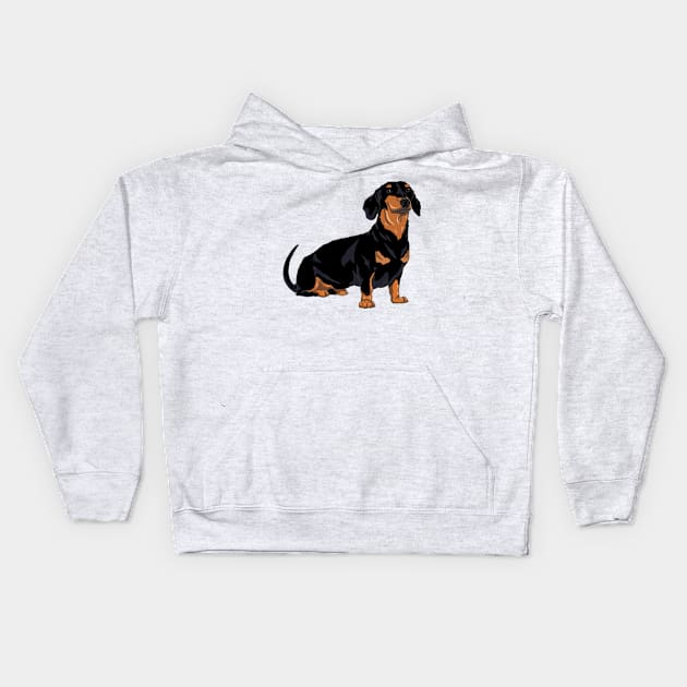 Dachshund black and tan, cute dog Kids Hoodie by The Christmas Lady